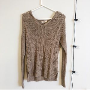 Taupe Knit Hooded Sweater